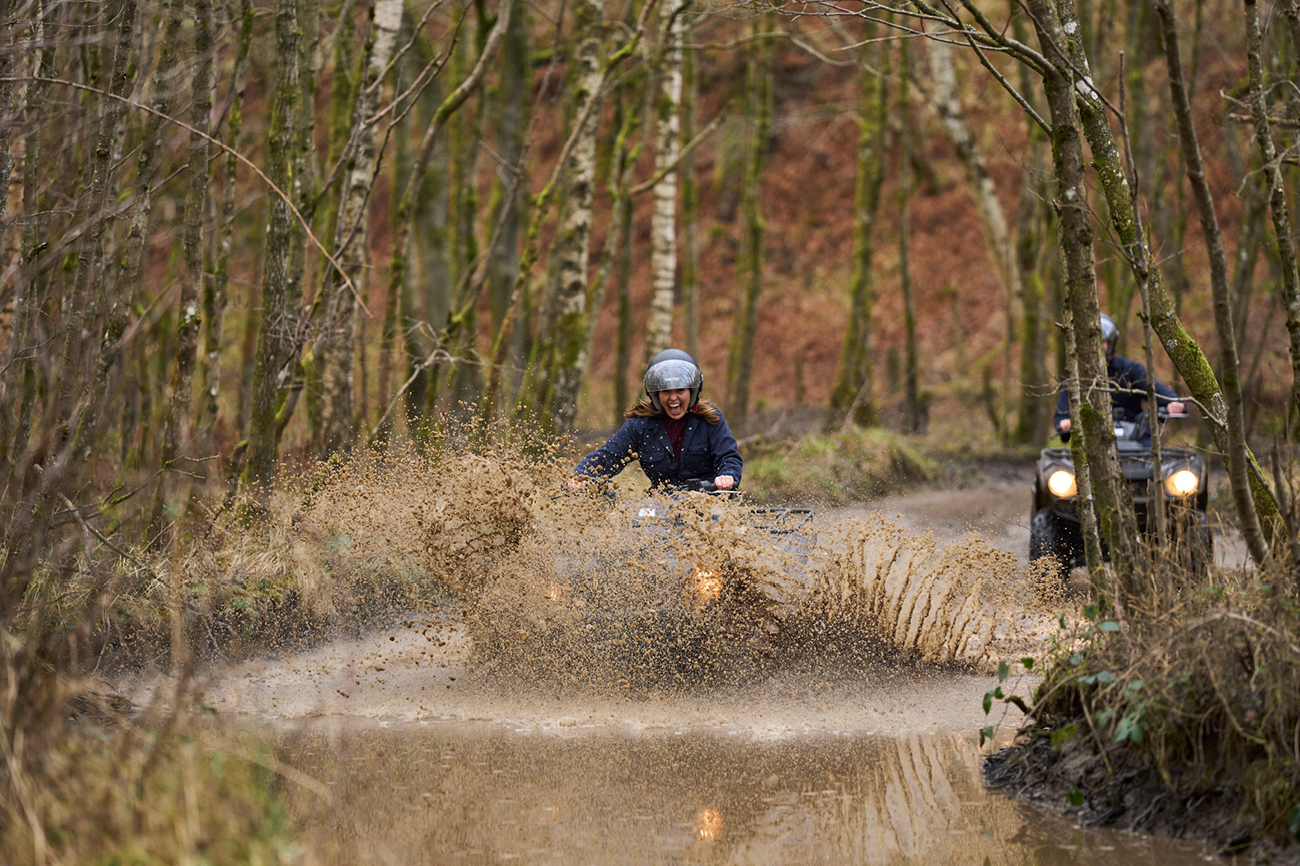 Quad Bikes driving through the estateat Action Glen